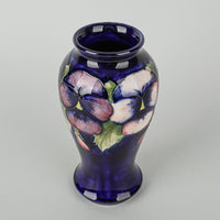 MOORCROFT Pansy Blue Ground Vase H7.25"xD4.5"