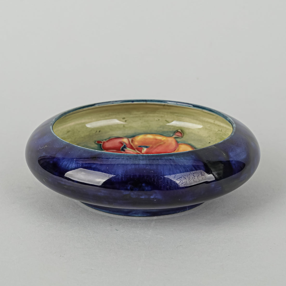 MOORCROFT Hibiscus Blue Ground Rolled Edge Dish