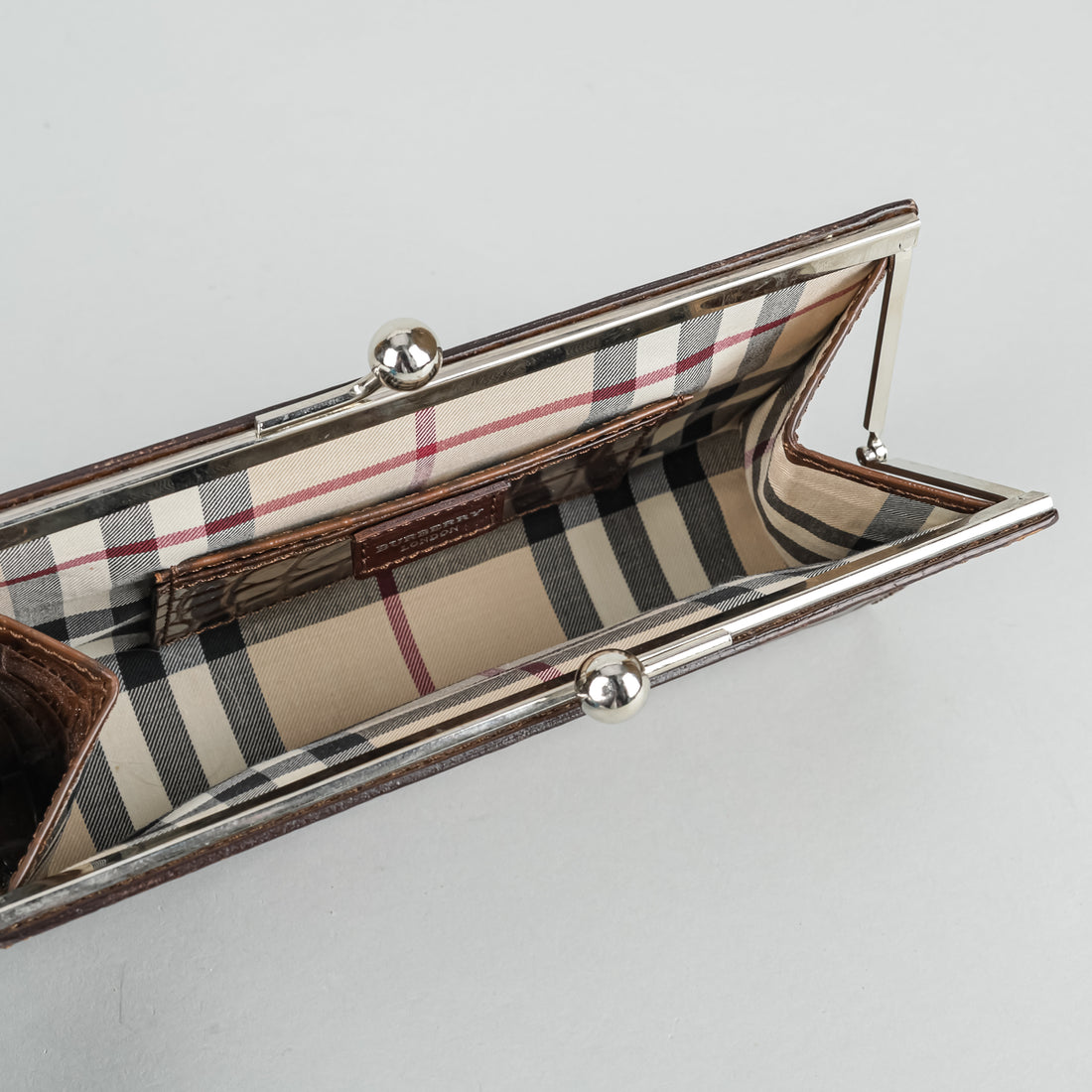 BURBERRY Brown Leather Wristlet Handbag