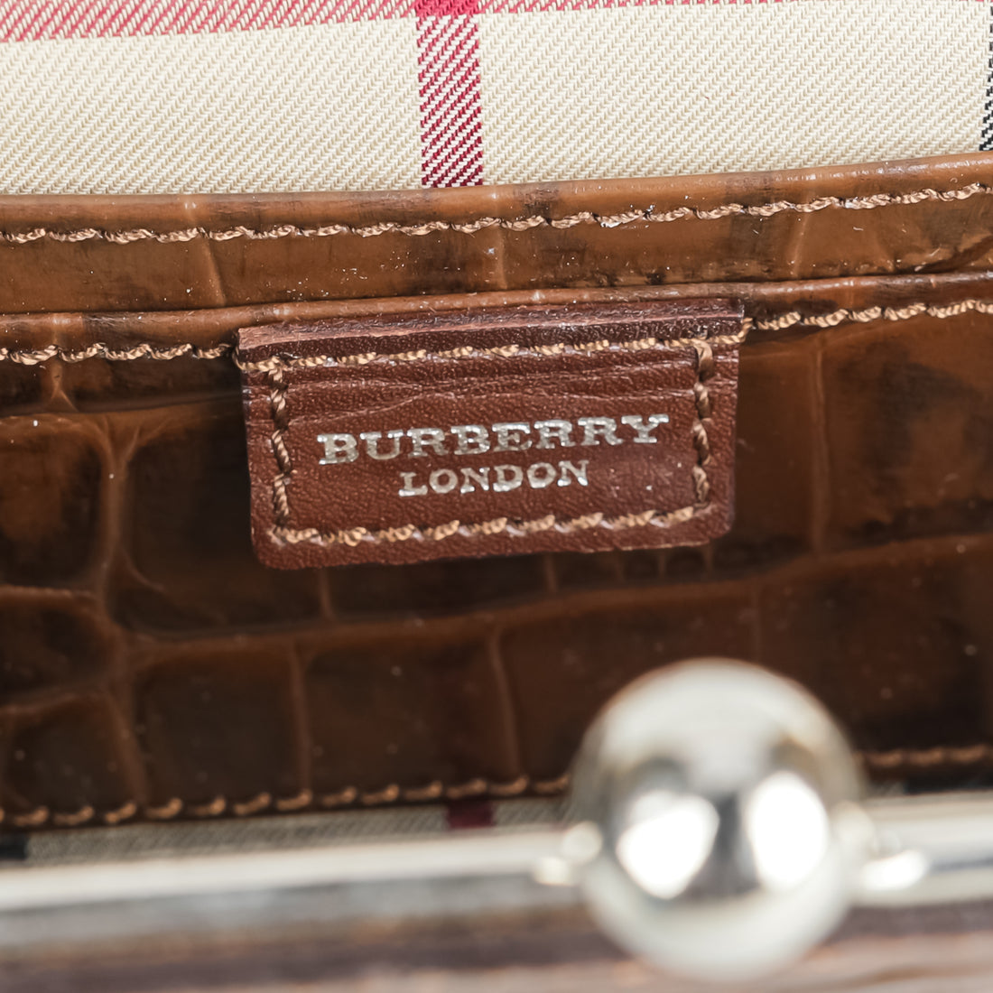 BURBERRY Brown Leather Wristlet Handbag