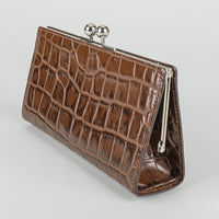 BURBERRY Brown Leather Wristlet Handbag