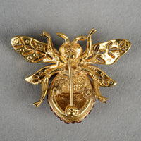 CINER Gold Plated 18K Clear/Red Crystal Bee Brooch