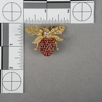 CINER Gold Plated 18K Clear/Red Crystal Bee Brooch