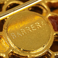 Barrera Brooch - Gold Plated Maltese Faux Pearl With Black Stones Brooch