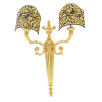 VERSACE Gilt Two-Light Medusa Wall Sconces With Shades