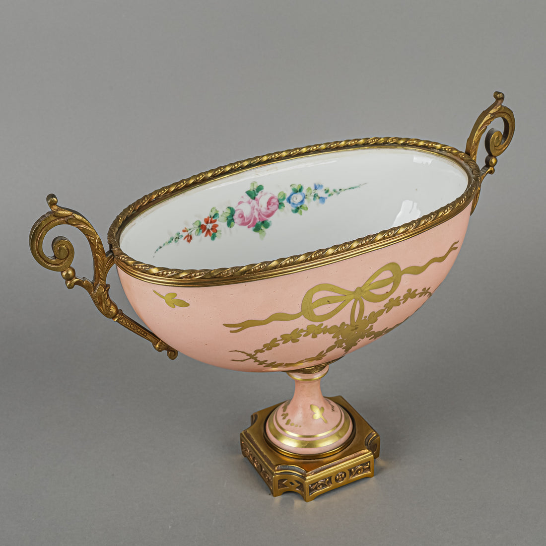 BIRKS Hand Painted Sevres Style Porcelain With Brass Mounts - 3 Pieces