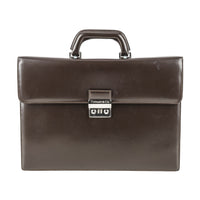 TIFFANY & CO Silver-Tone Hardware Leather Brown Briefcase