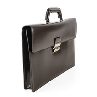 TIFFANY & CO Silver-Tone Hardware Leather Brown Briefcase