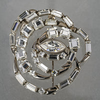 GUCCI Silver Tone Clear Crystal Brooch