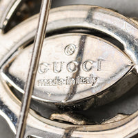 GUCCI Silver Tone Clear Crystal Brooch