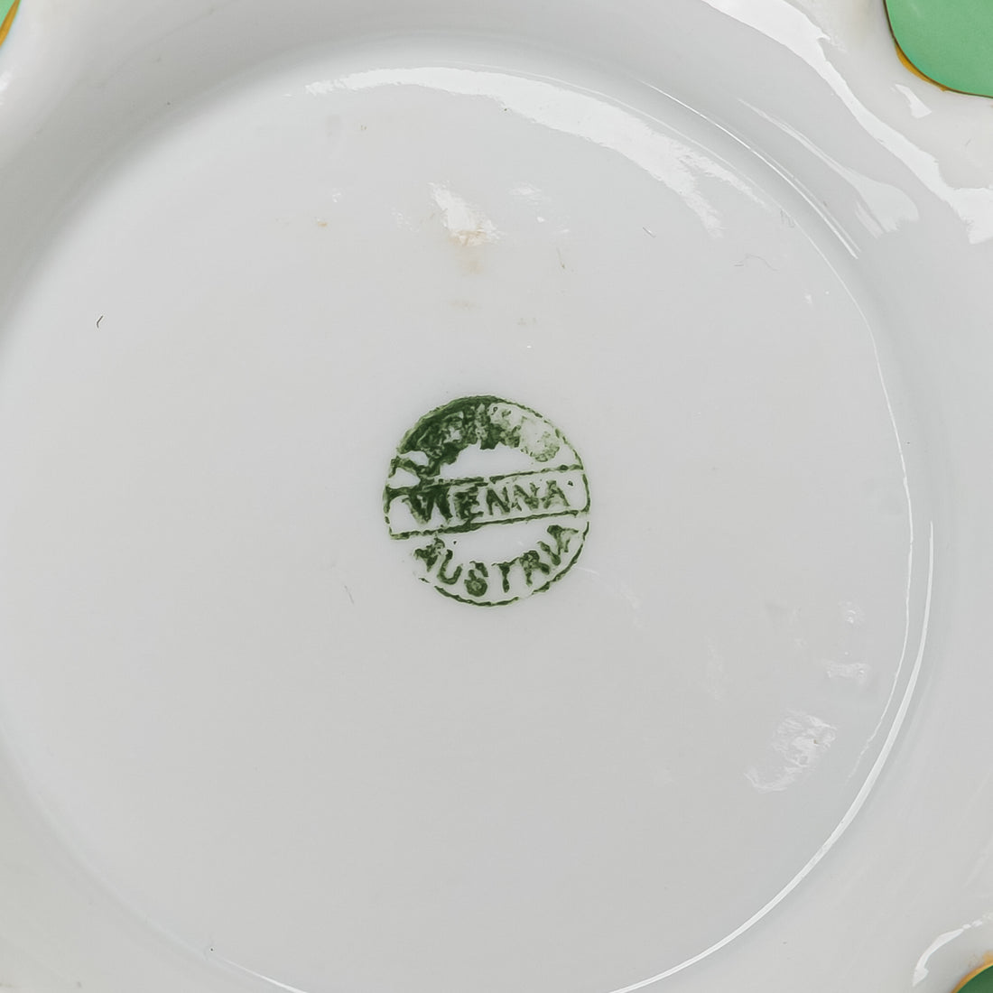 LEONARD Hand Painted Panel Green Tea Service 5 Pieces