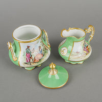 LEONARD Hand Painted Panel Green Tea Service 5 Pieces