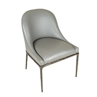 RESTORATION HARDWARE Grey Leather Barrel-Back Chairs Set of 4