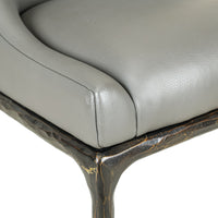 RESTORATION HARDWARE Grey Leather Barrel-Back Chairs Set of 4