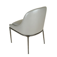RESTORATION HARDWARE Grey Leather Barrel-Back Chairs Set of 4