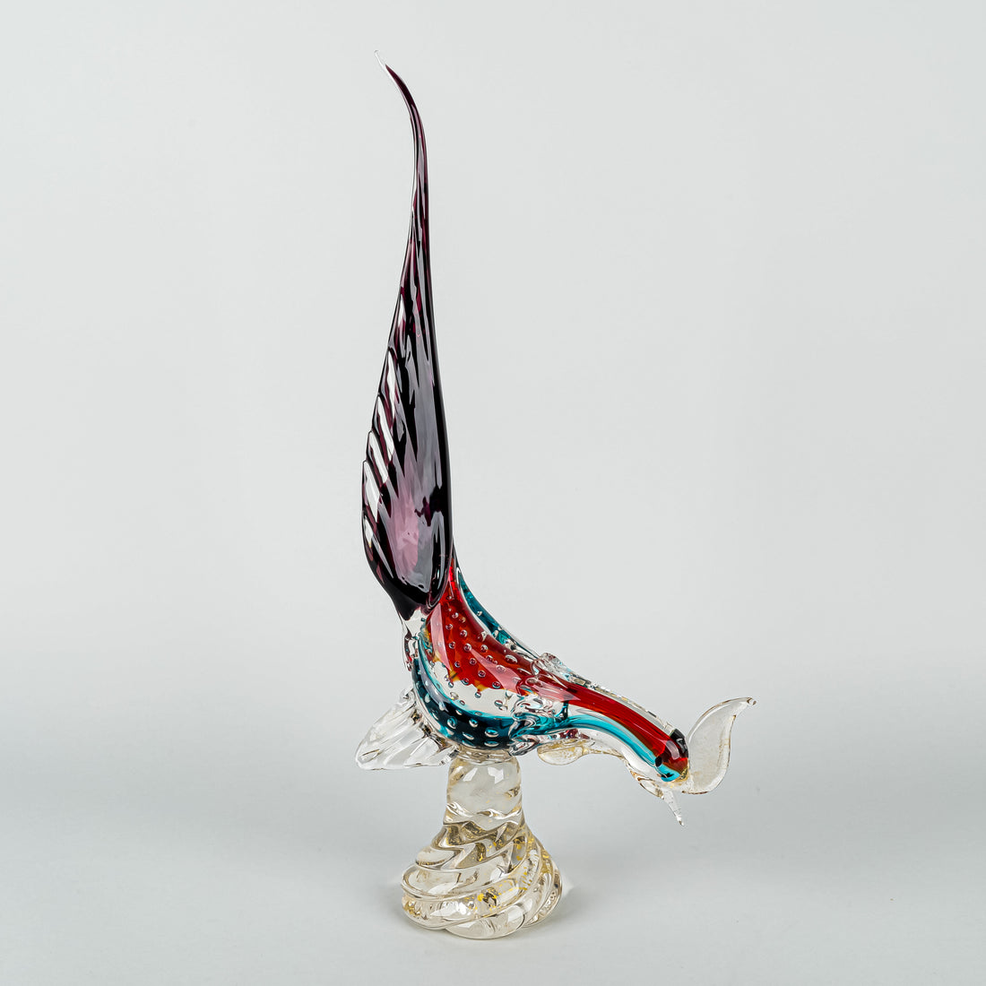 Murano Style Foglia D'oro Fused Art Glass Pheasant