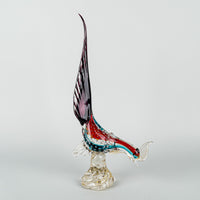 Murano Style Foglia D'oro Fused Art Glass Pheasant