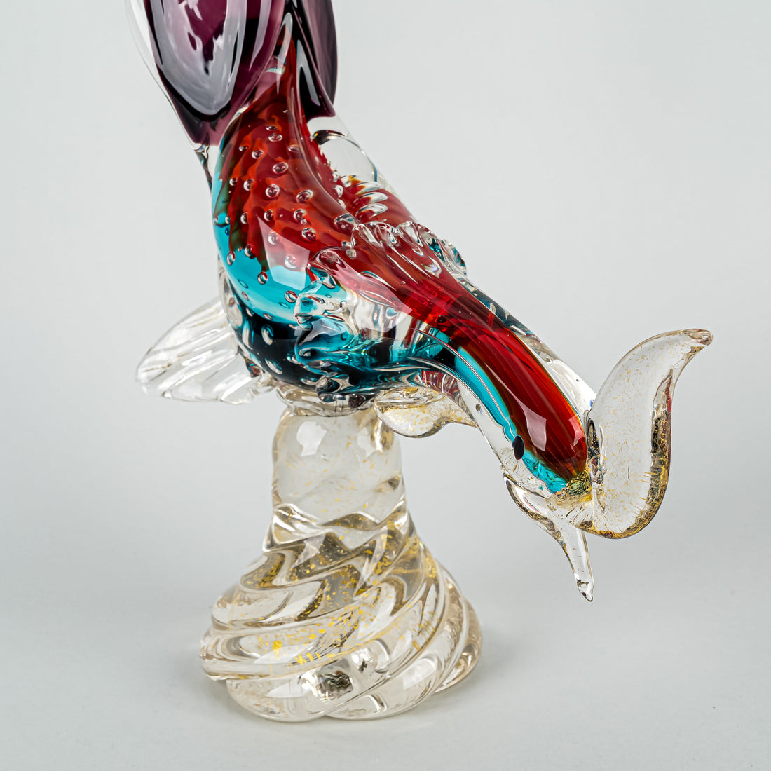 Murano Style Foglia D'oro Fused Art Glass Pheasant