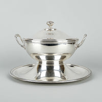 CHRISTOFLE Perles Silverplate Covered Soup Tureen And Stand 3 Pieces