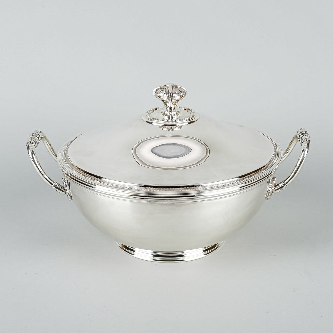 CHRISTOFLE Perles Silverplate Covered Soup Tureen And Stand 3 Pieces