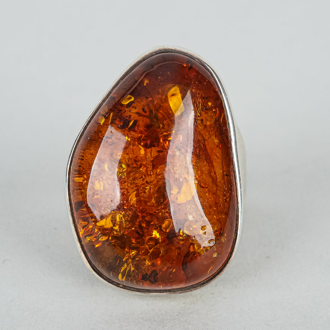 Sterling Silver and Amber Organic Shape Ring