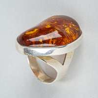 Sterling Silver and Amber Organic Shape Ring