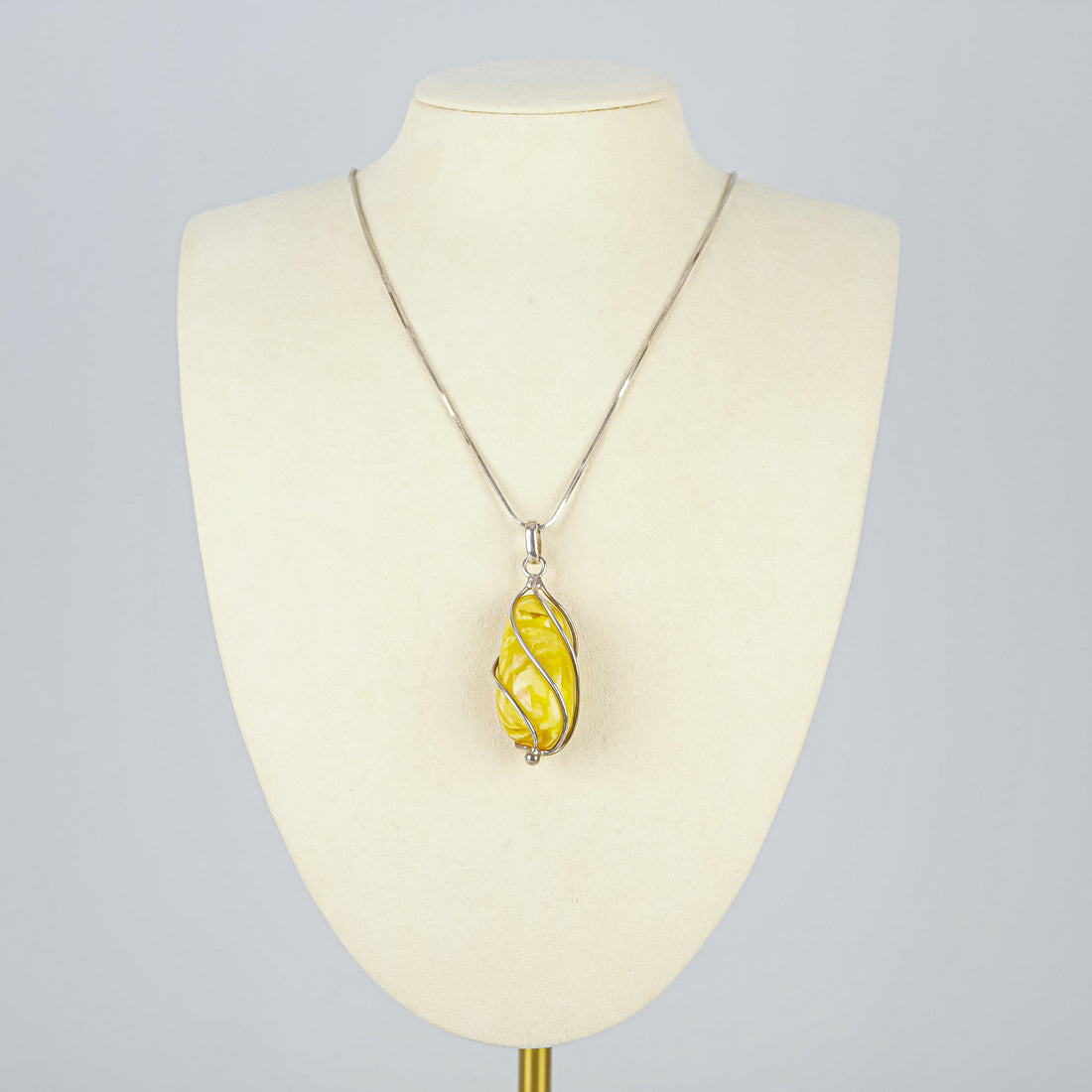 Sterling Silver Chain Egg Yolk Pendant Necklace