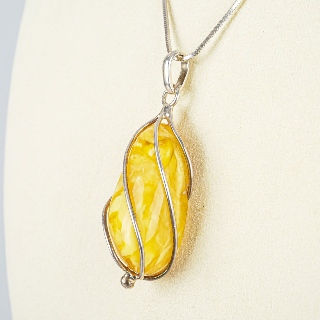 Sterling Silver Chain Egg Yolk Pendant Necklace