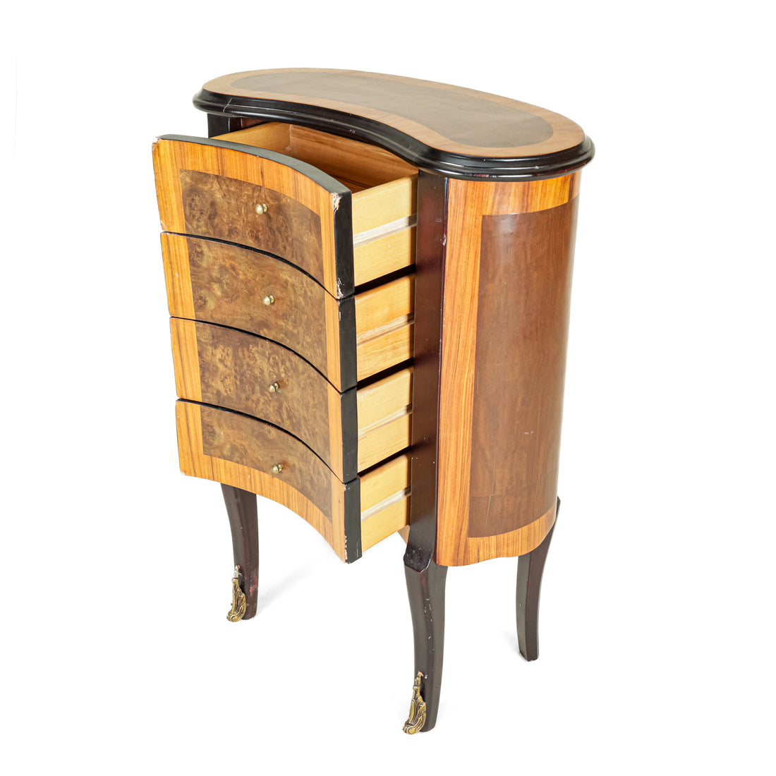 Walnut Drawered Kidney Side Table