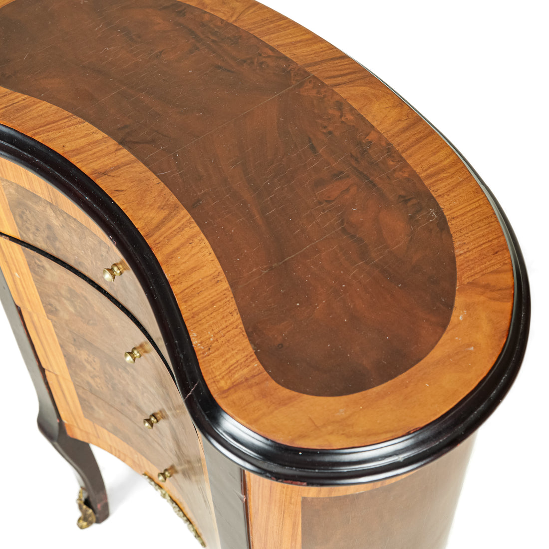 Walnut Drawered Kidney Side Table