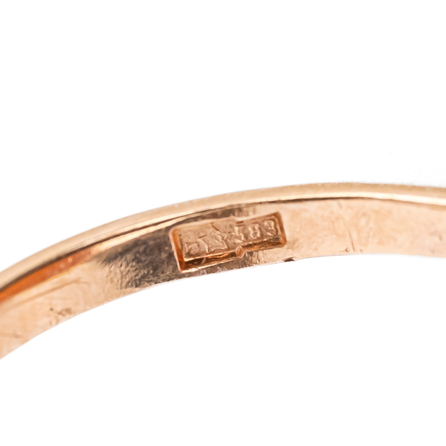 14K Yellow Gold Oval Amber Cabochon Ring