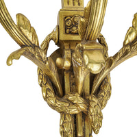 Louis Style Bronze Three Arm Wall Sconces Set of 2