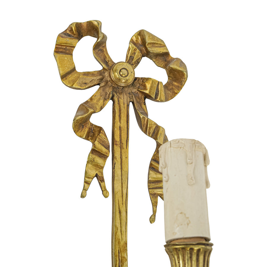 Louis Style Bronze Three Arm Wall Sconces Set of 2