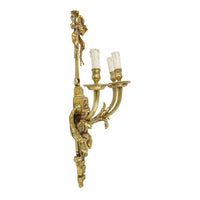 Louis Style Bronze Three Arm Wall Sconces Set of 2