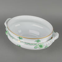 HEREND Chinese Bouquet Green Oval Covered Tureen with Branch