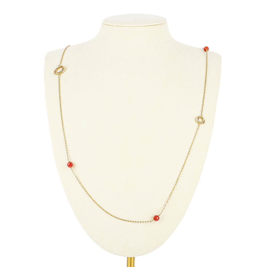 14K Yellow Gold Carnelian Station Necklace