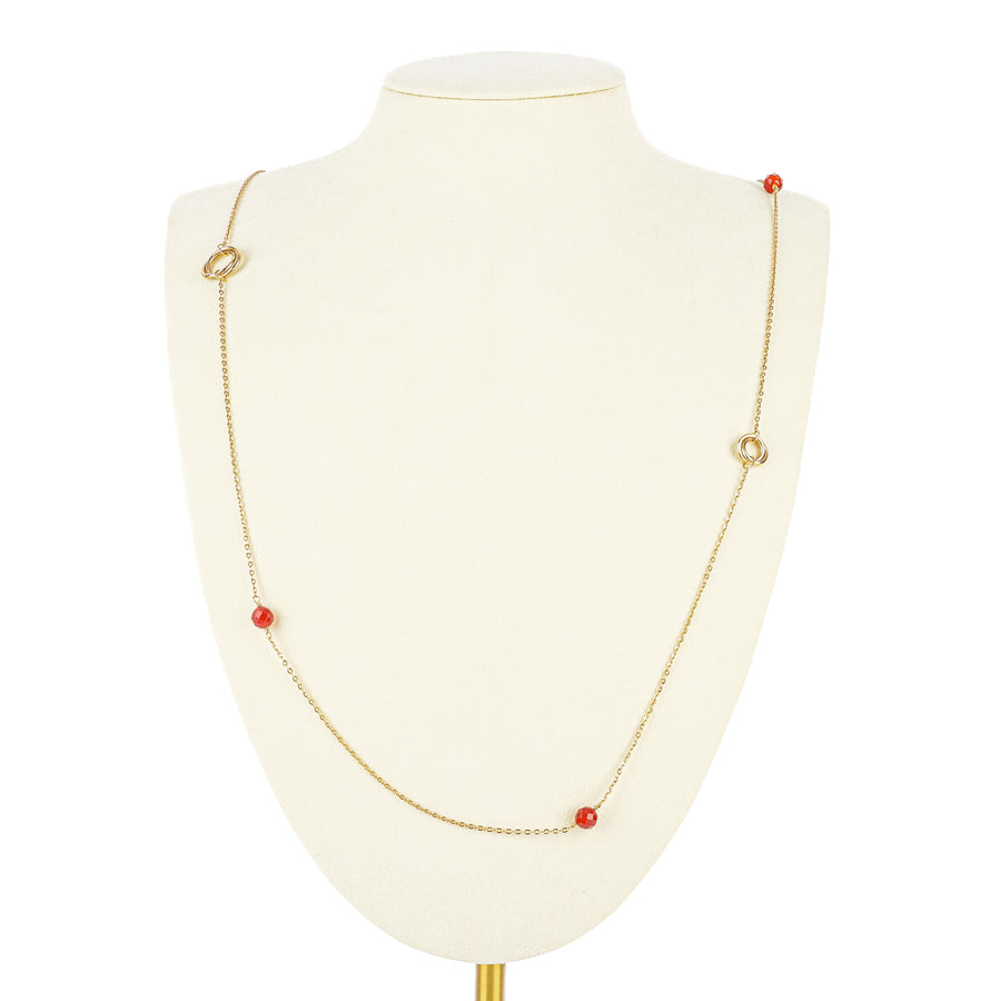 14K Yellow Gold Carnelian Station Necklace