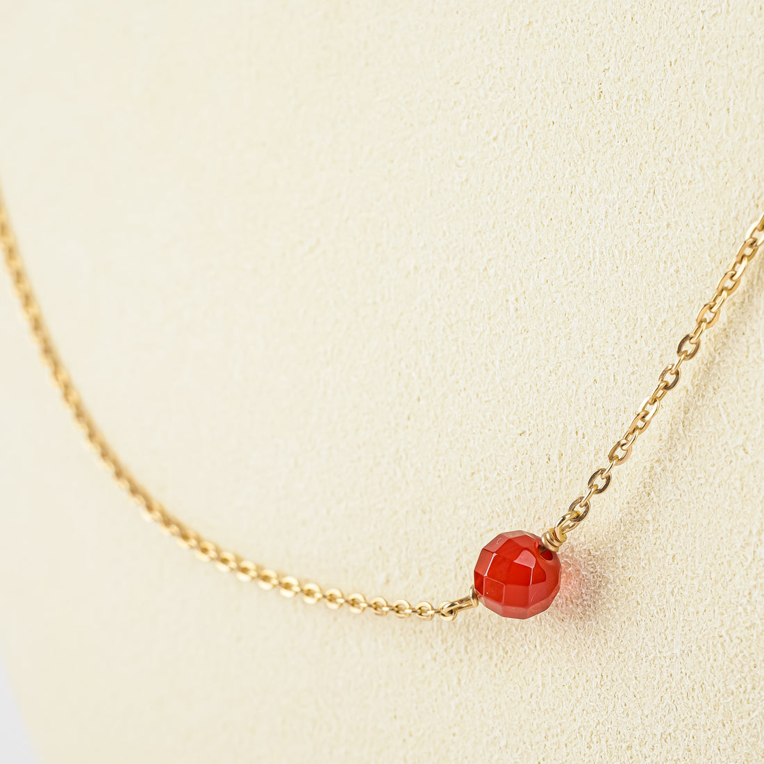 14K Yellow Gold Carnelian Station Necklace