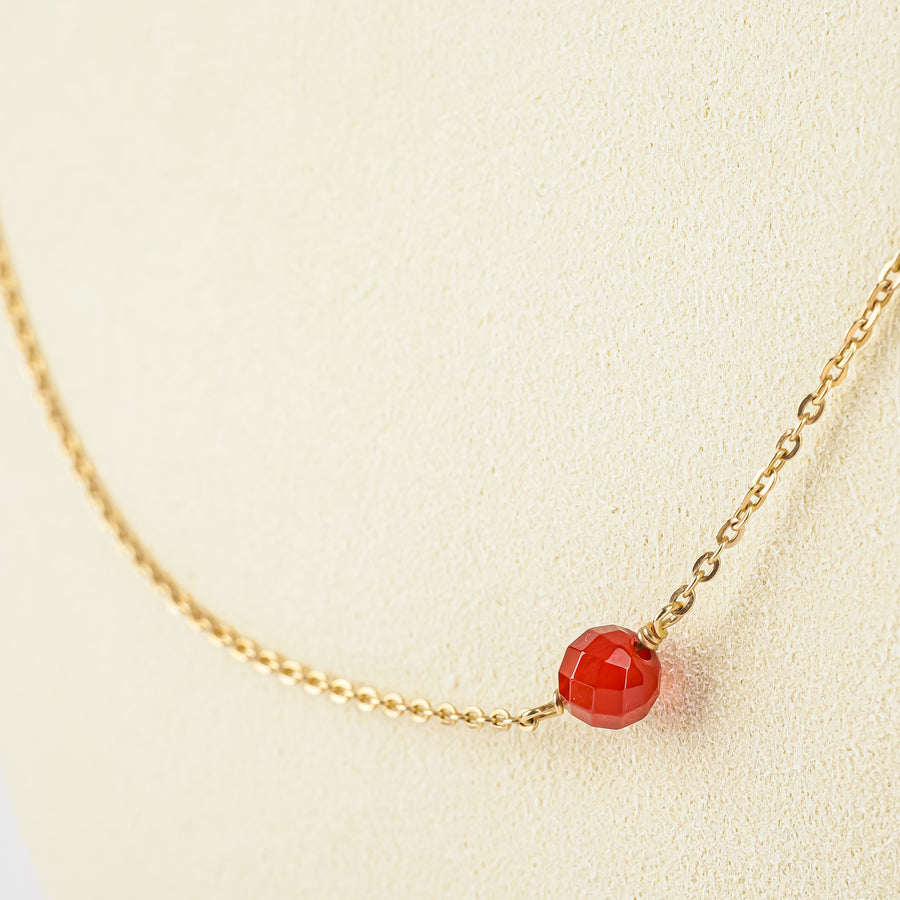 14K Yellow Gold Carnelian Station Necklace