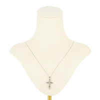 10K White Gold Channel Set Diamond Cross Pendant Necklace