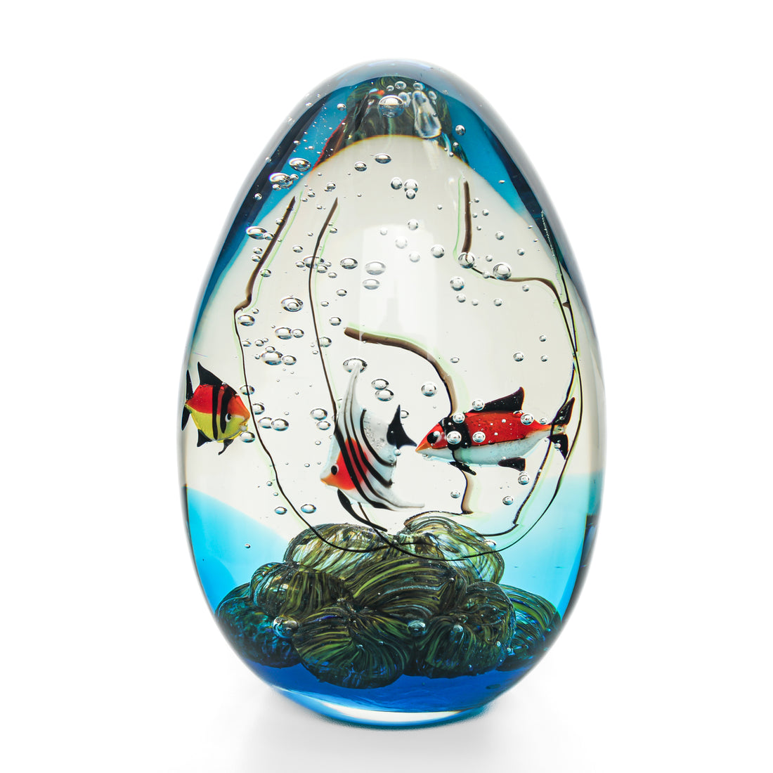 BIRKS Murano Aquarium Art Glass Egg Sculpture