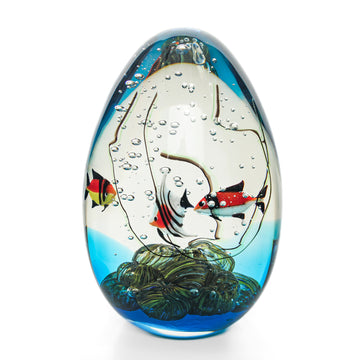 BIRKS Murano Aquarium Art Glass Egg Sculpture