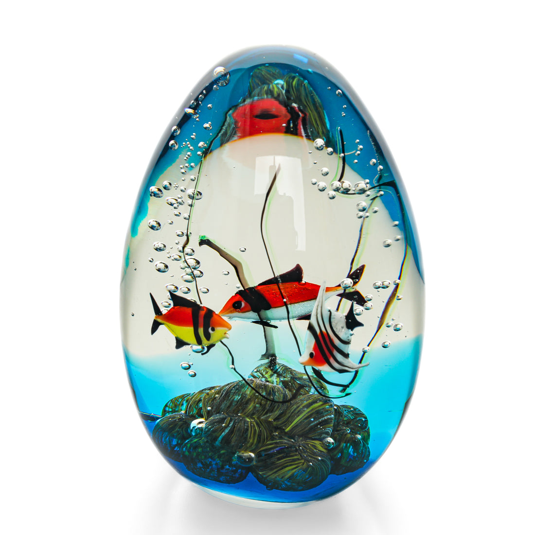BIRKS Murano Aquarium Art Glass Egg Sculpture