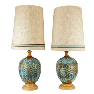 Vintage Large Ceramic Lava Lamps with Shades Set of 2