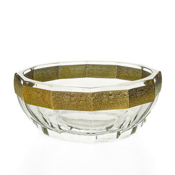 MOSER Crystal Oval Bowl wth Gold Band