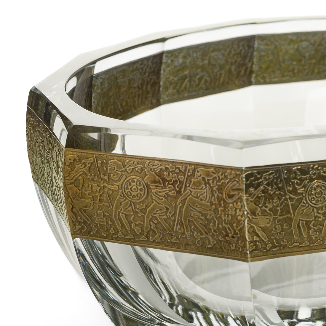 MOSER Crystal Oval Bowl wth Gold Band