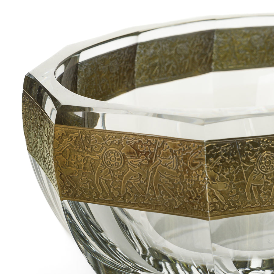 MOSER Crystal Oval Bowl wth Gold Band