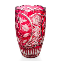 Crystal Red Cased Cut To Clear Vase