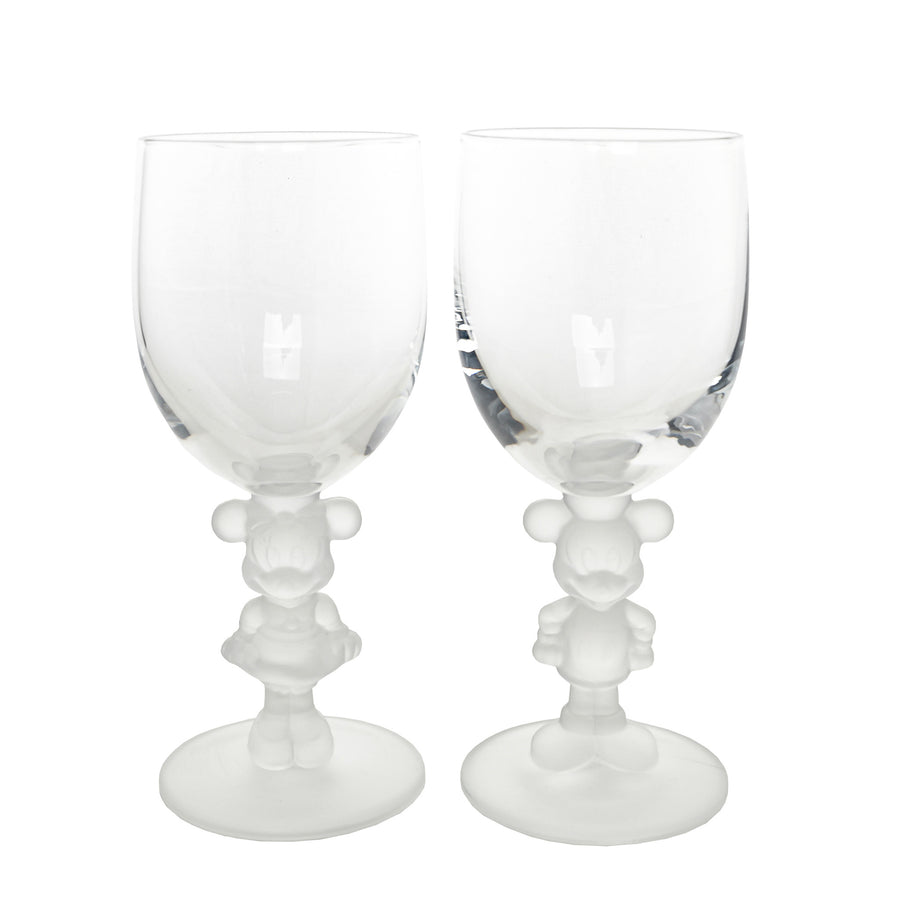 WALT DISNEY CO Mickey & Minnie Frosted Stem Glasses Set of 2