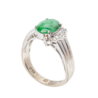 9K White Gold Jade Diamond Ring